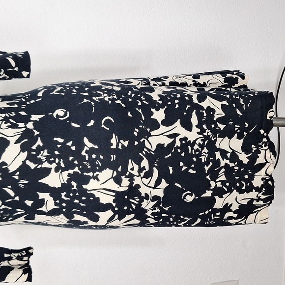 J.Crew Collection Black Ivory Preppy Lightweight Floral Knit Dress Size L - Picture 9 of 11